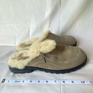 UGG Tan and Cream Cozy Suede Clogs